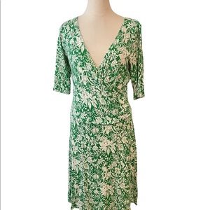 CAbi Style# 572 Faux Wrap Jungle Print  Jersey Dress Large